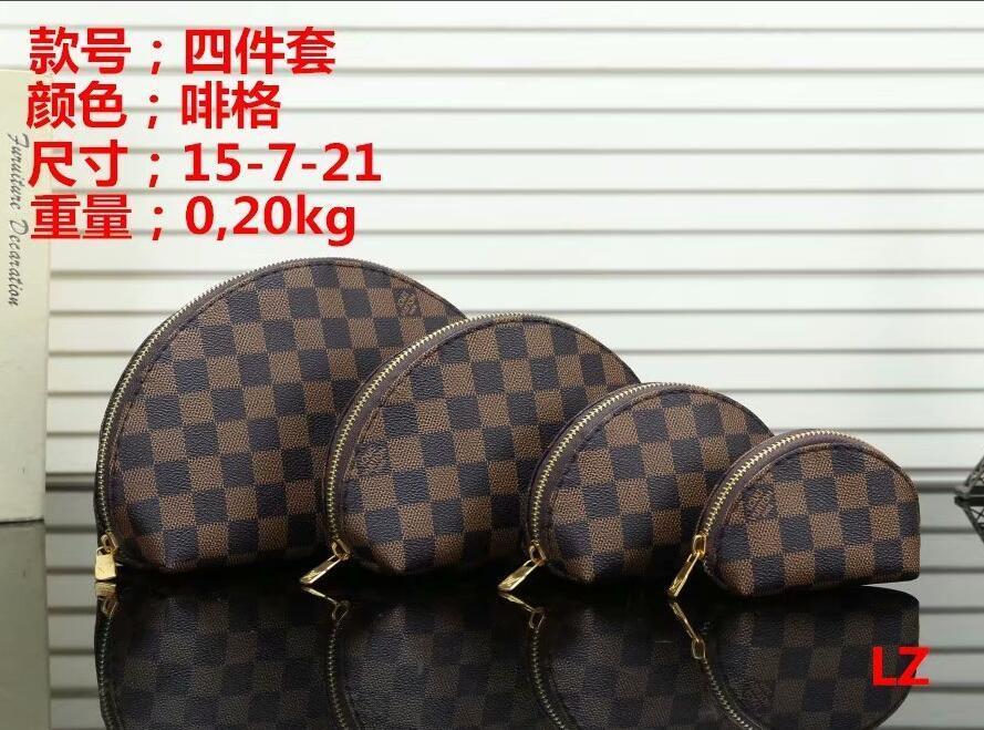 

Women cosmetic bags LV LOUIS VITTON makeup bag designer 4 pcs travel pouch make up bag ladies purses toiletry bag, Black;white