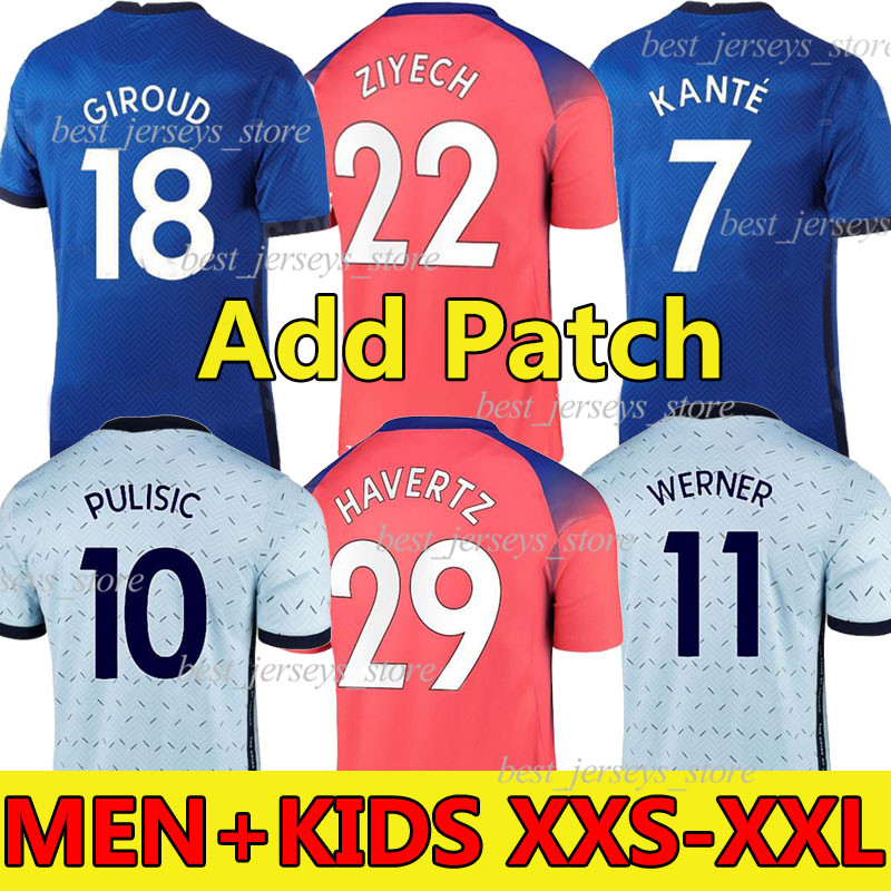 

Thailand 20 21 CFC Soccer Jerseys ABRAHAM WERNER HAVERTZ CHILWELL ZIYECH 2020 2021 PULISIC KANTE MOUNT Football Shirt Men Kids Kits, Cfc away