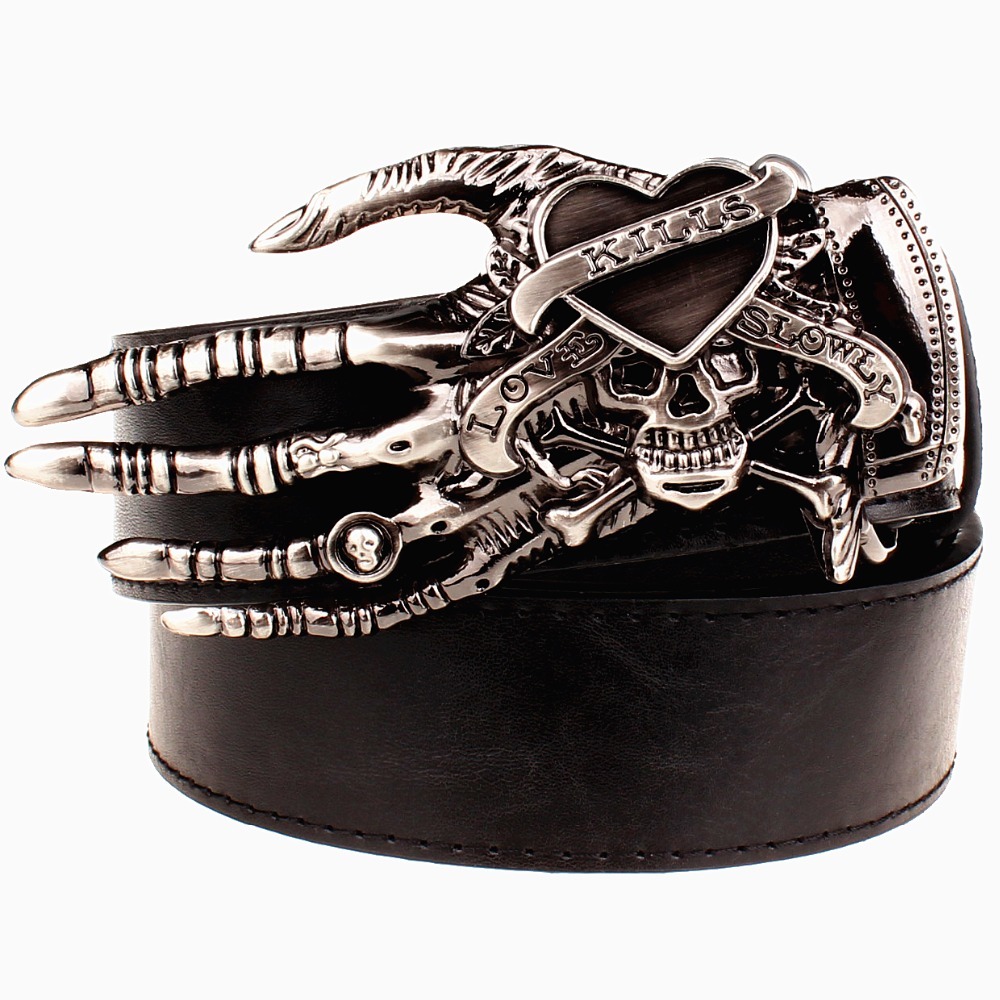 

2021 New Metal Skull Devil Ghost Claw Buckle Street Dance Hip Hop Accessory Gift Belt for Men Women 3t0p, Black