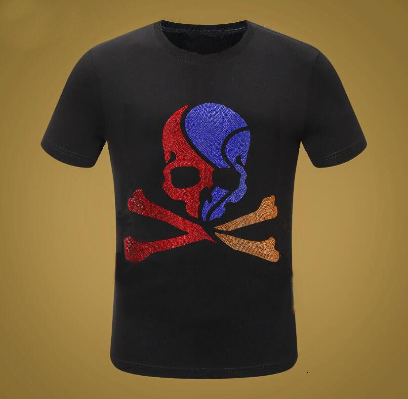 

2021 New Asian Size Plus  Hot Drill Strass T-shirt Men's Short Sleeve Mark Fashion 0qhy, As shown in the figure