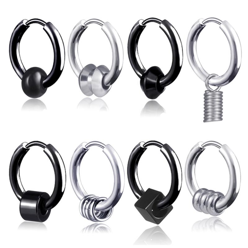

Hoop & Huggie 1 Piece Hip Hop Punk Personality Small Earrings For Men Stainless Steel Circle Jewellery