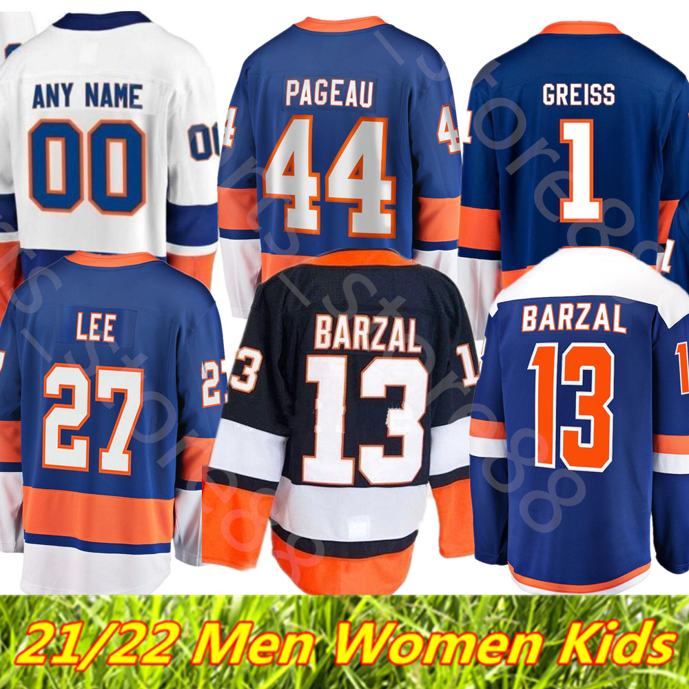 

2021 2022 Custom -3XL Hockey Jersey 27 Anders Lee 13 Mathew Barzal 12 Bailey 44 Pageau 8 Noah Dobson 11 Zach Parise Jerseys, Colour 14