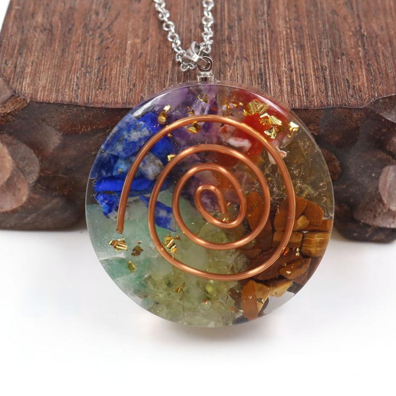 

Pendant Necklaces Orgonite Divination Necklace Natural Energy Round Crystal Guardian Enhances Fortune Jewelry Unisex Gift