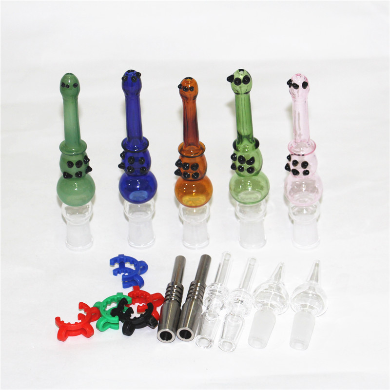 

smoking Nectar Kits with Domeless Quartz Nail 14mm Nector Oil Rigs Glass Bongs Water Pipes silicone hand pipe