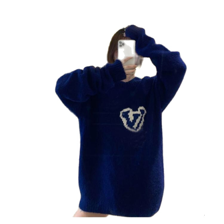 

women's sweaters autumn standard blue fleece letter round the neck of long shirt malha women leather mnfd, White;black