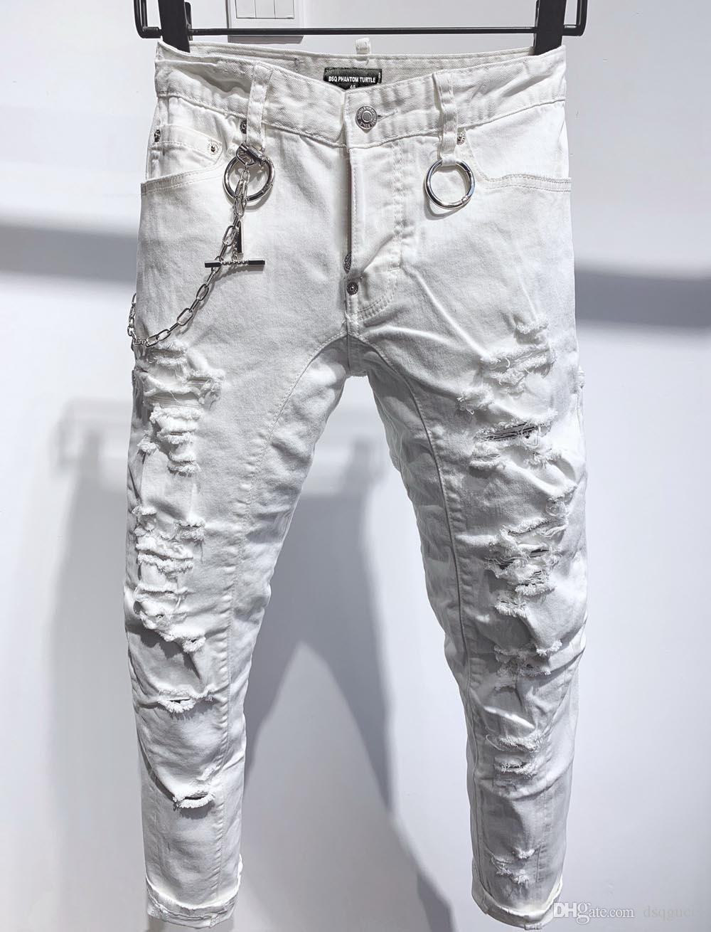 

D2 PHANTOM TURTLE Classic Fashion Man Jeans Hip Hop Rock Moto Mens Casual Design Ripped Jeans Distressed Skinny Denim Biker D2 Jeans 693 Qgs, Gray