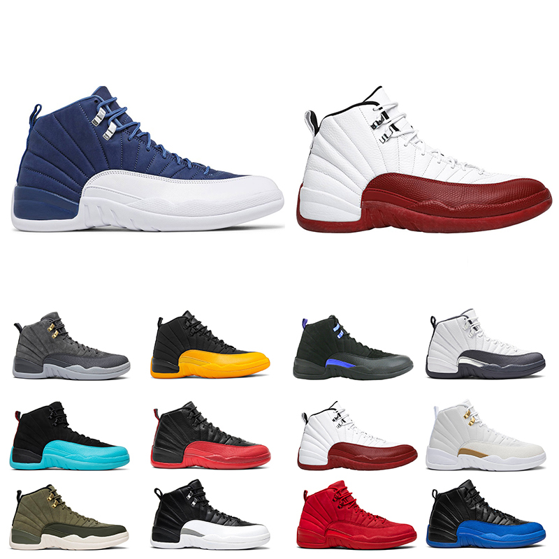 

Men Basketball shoes 12s Flu game Taxi jumpman White sneakers International Gamma Blue Gym Red Sport trainer, # 01