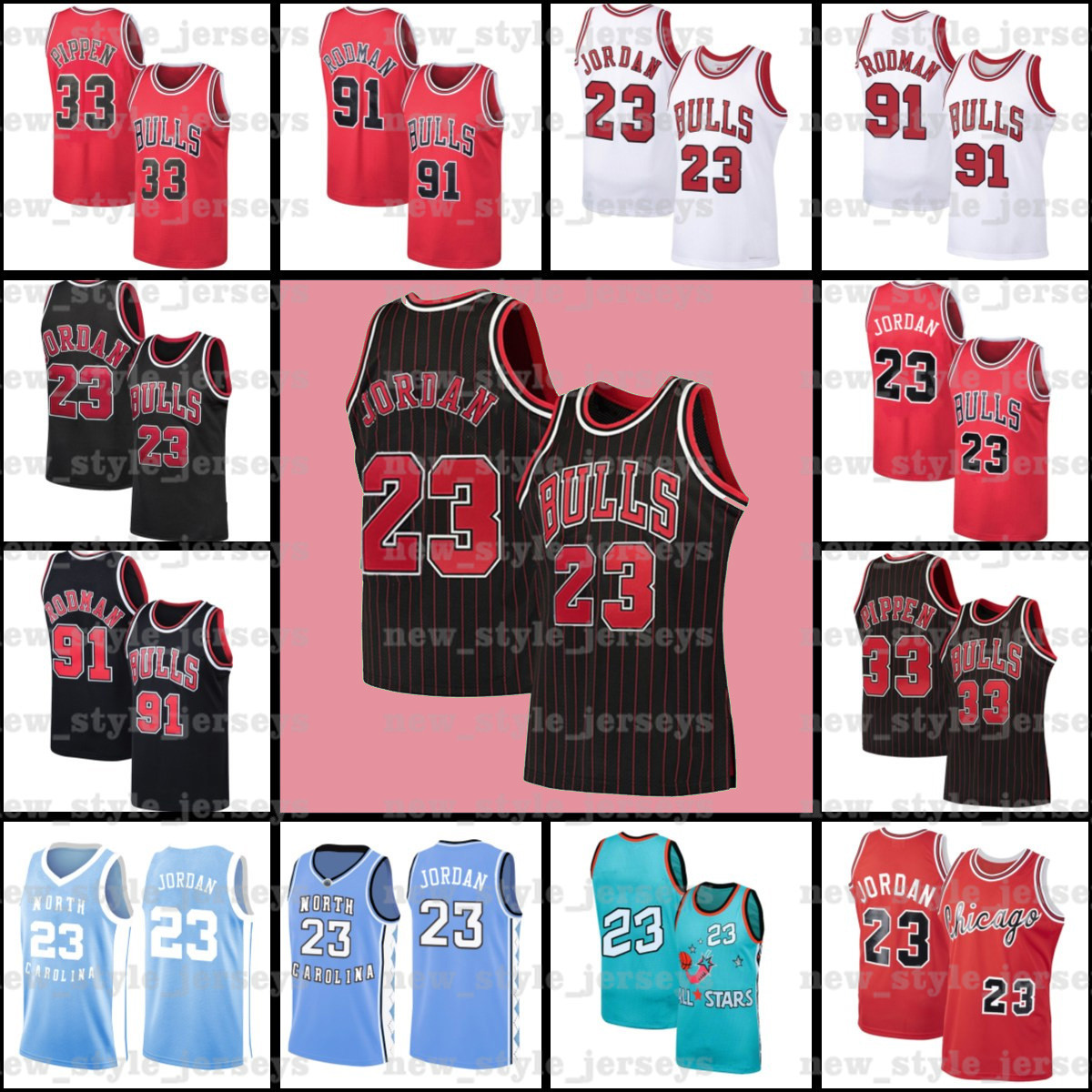 

Michael Kid Jordon Chicago Bulls Jersey 91 Dennis Scottie Rodman 33 Pippen NCAA x2 Mitchell Ness Hardwood Basketball Jerseys, Men