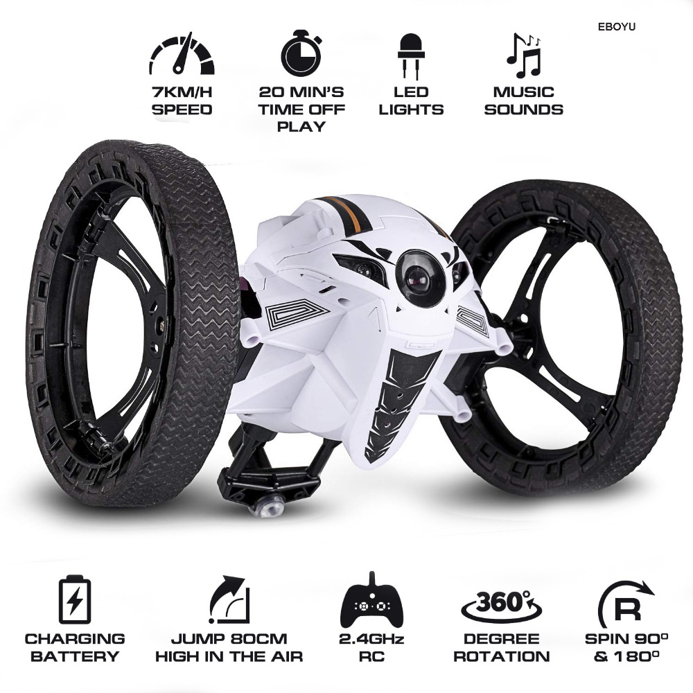 

Mini RC Bounce Car Flexible Wheels High Speed Jumping Off-road car Machine With LED Night Electric educational Gifts Kids Toy