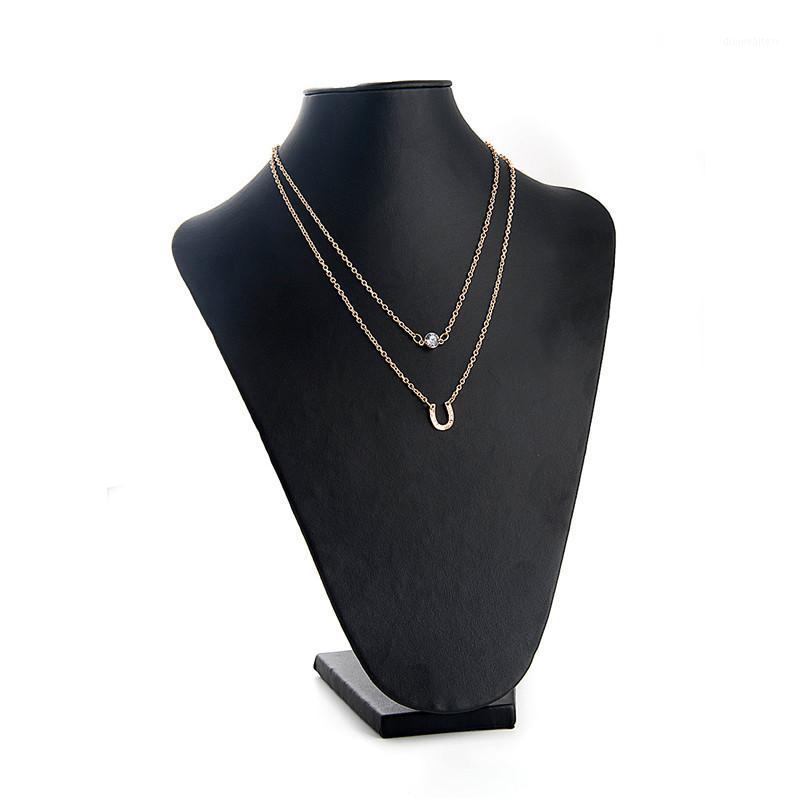 

Jewelry Initial Lariat Punk Gold Multi Layer Necklace Crystal Pendant Chains