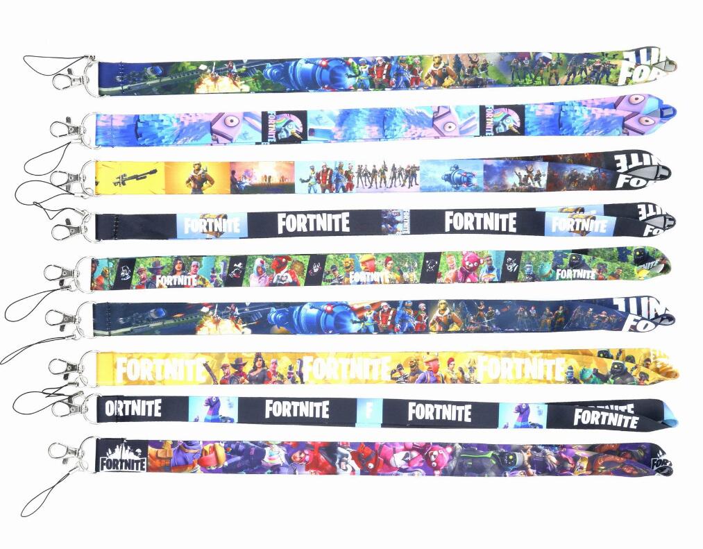 

New 10 Pcs Cartoon Fortnite Lanyard Neck Strap Cell Phone Rope Lanyards Lanyards key chain K0051, Silver