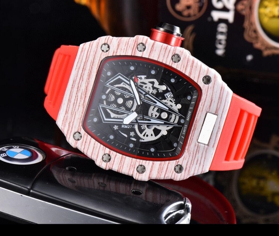 

High Quality Sports Famous Watch Skeleton Designer Dial Men luxury Silicone Bezel Automatic Mens Watches, As pic