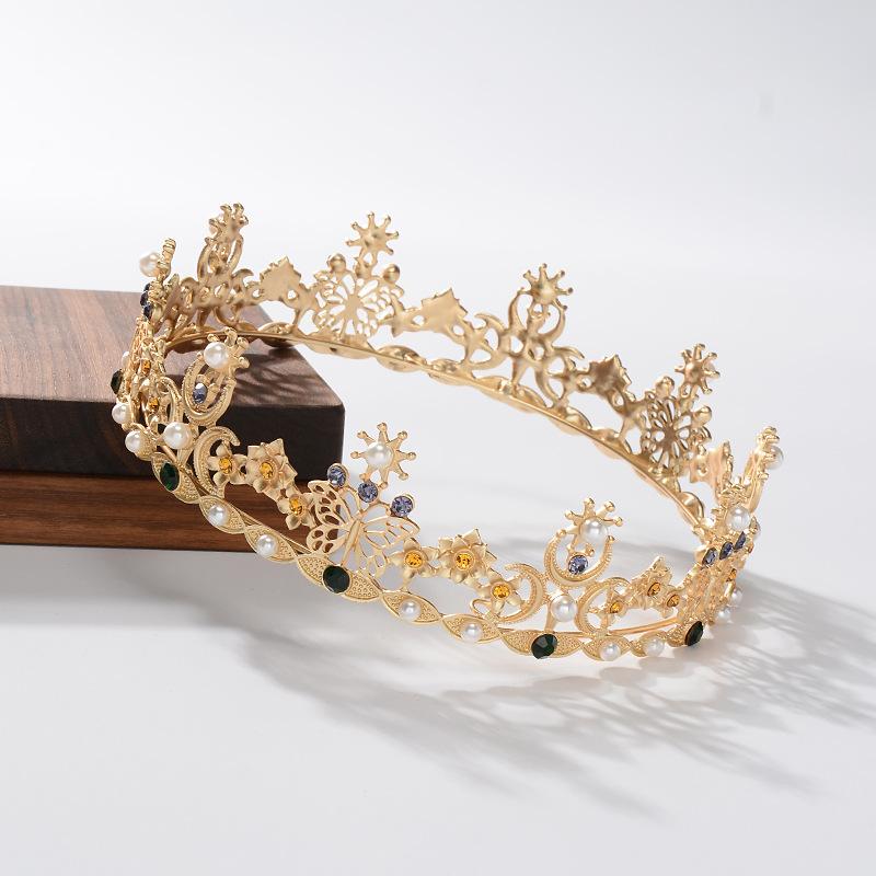 

Hair Clips & Barrettes Vintage Bridal Tiaras And Crown Headpieces Bride Groom Ornaments Wedding Accessories Crystal Rhinestone Queen, Golden;silver