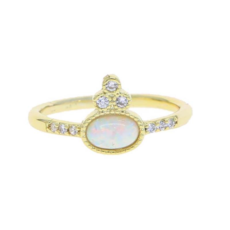 

Cluster Rings 2021 Spring Oval Opal Stone Princess Crown CZ For Women Gold Color Delicate Fashion Party Gift Jewelry, Golden;silver