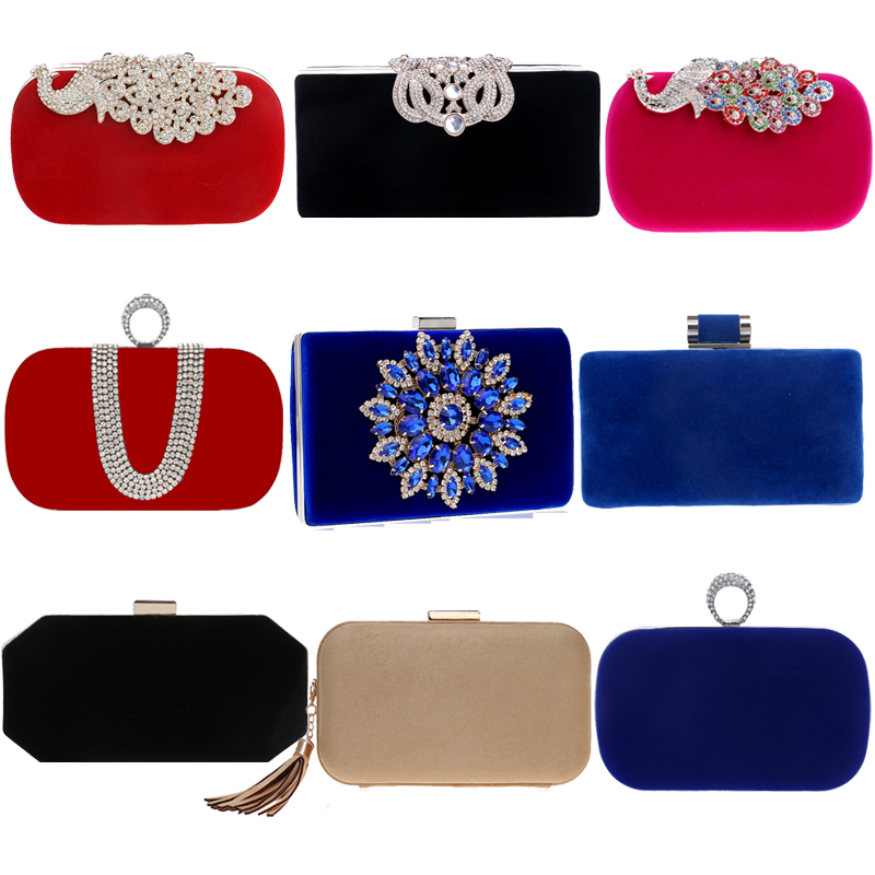 

women evening rhinestones flower small day clutch party diamonds shoulder chain handbags purse, Ym1033red