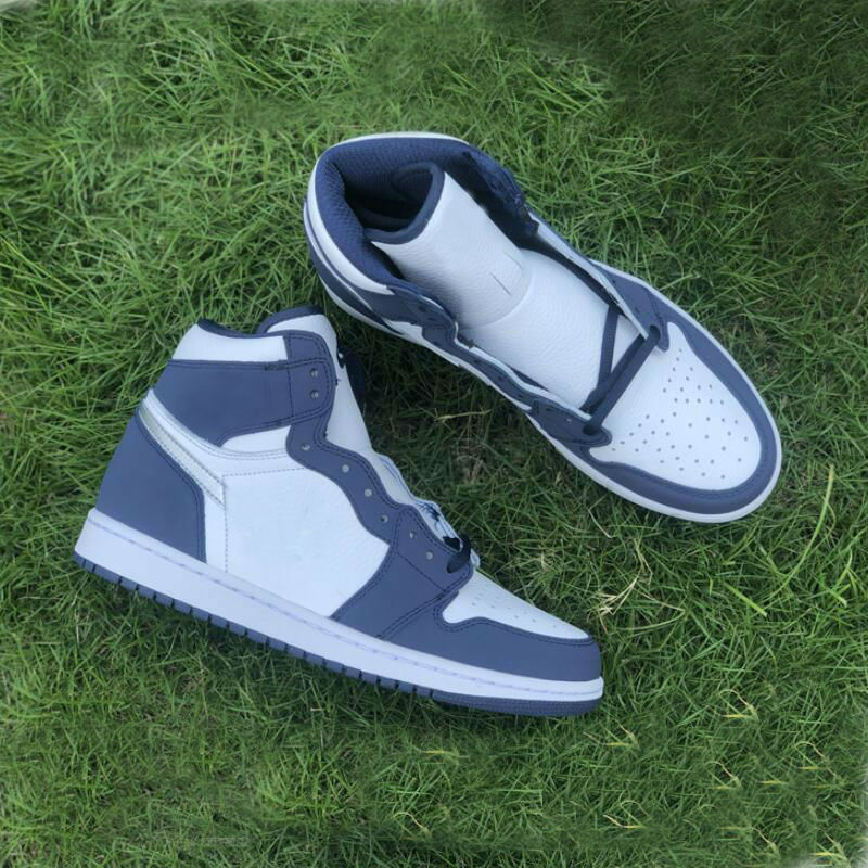 

Release 1 High OG CO.JP shoe Midnight Navy Metallic Silver White Men Basketball Shoes Sports Sneakers 36-45