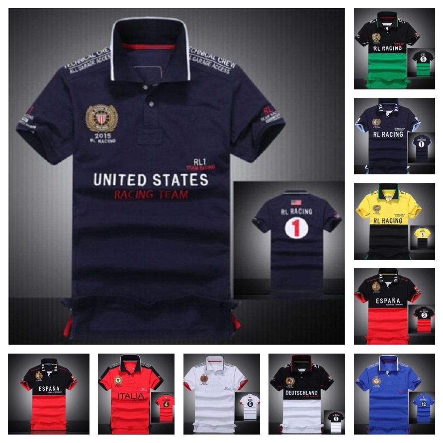 

Promotional American size S-5XL spring and summer men's racing wind rowing polo shirt Big Pony embroidery Spain Brazil Argentina UK Germany France Italy, Racing edition 05#