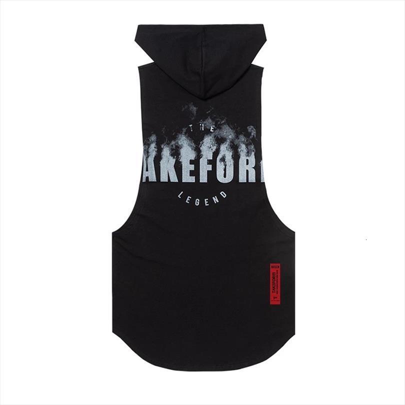

mens bodybuilding hooded tank cotton sleeveless vest sweatshirt fitness workout sportswear brand clothing, White;black