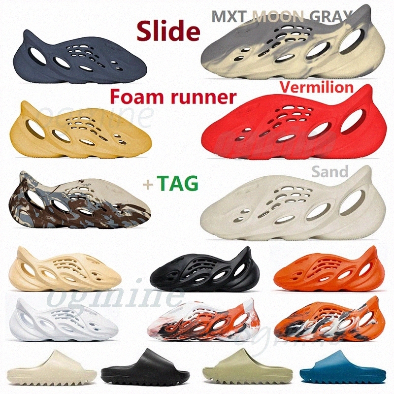 With Box slipper sandals kanye sandal Graffiti Desert Sand Triple Black White Resin Slide Foam Runner Sesame Street pattern Slippers mens womens