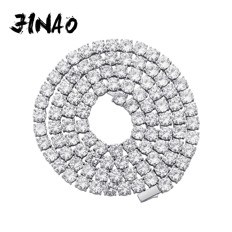 

JINAO Hip Hop Iced Out 3-6mm Chain Spring buckle Micro Pave Cubic Zircon Copper Stone Tennis Chain Necklace for Men Women Gifts X0509