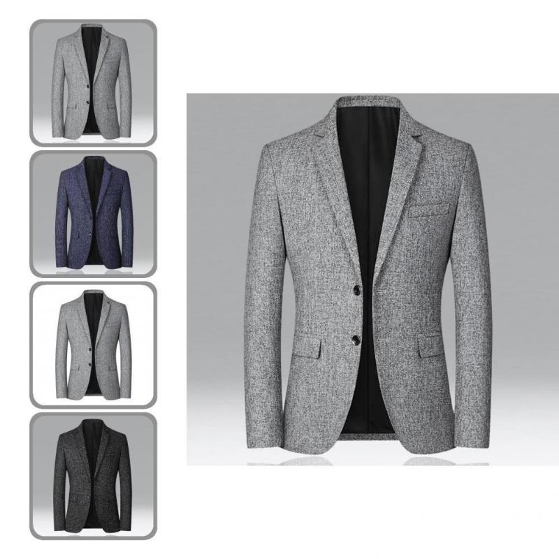 

Men's Suits & Blazers Stylish Pure Color Lapel Suit Jacket Men Coat Temperament Comfy, Black
