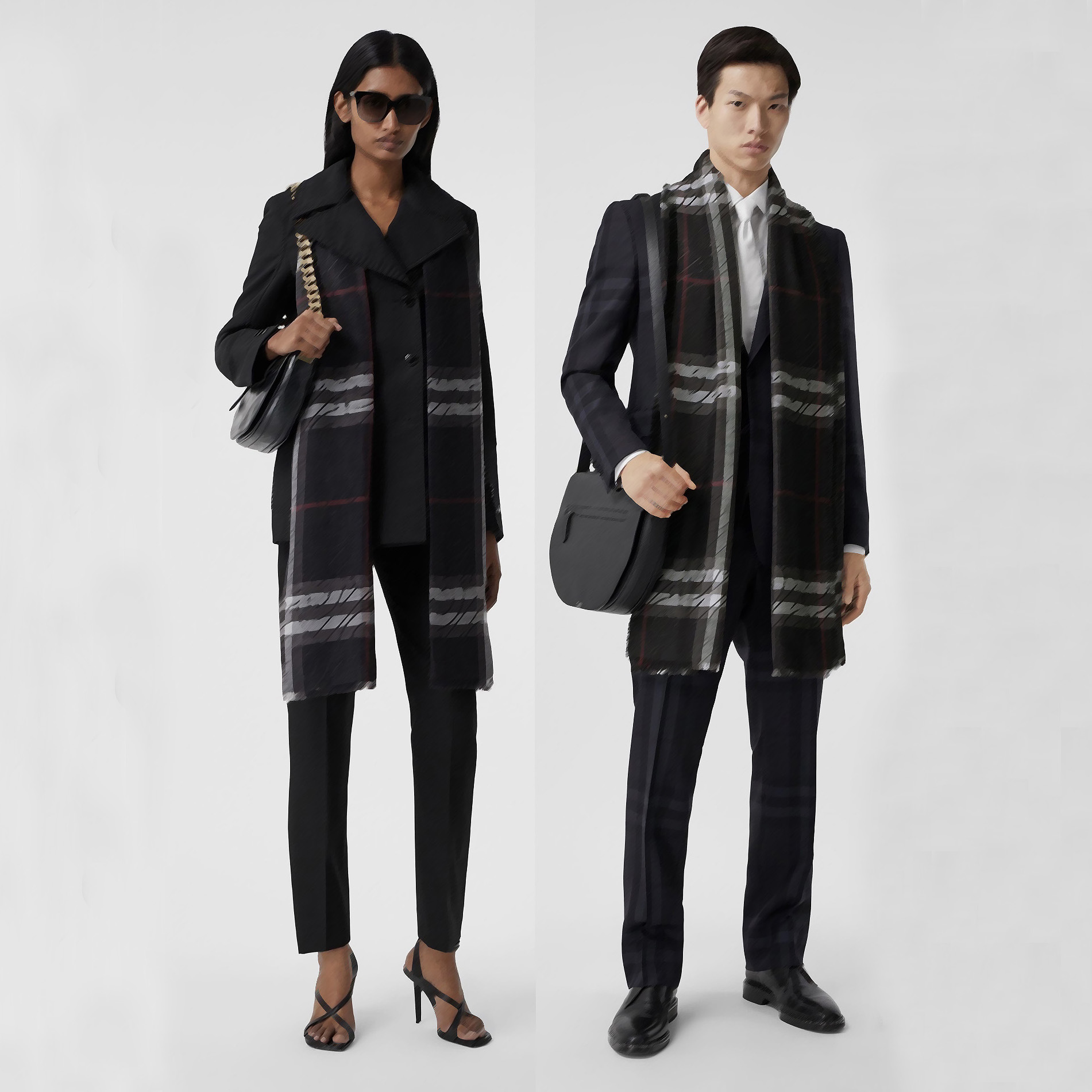 

Fashion British Style Brand Designer Winter Cashmere Scarves Women B Letters Grid Pattern Luxury Thicken Warm Scarf Soft Comfortable Long Sh, Blue;gray