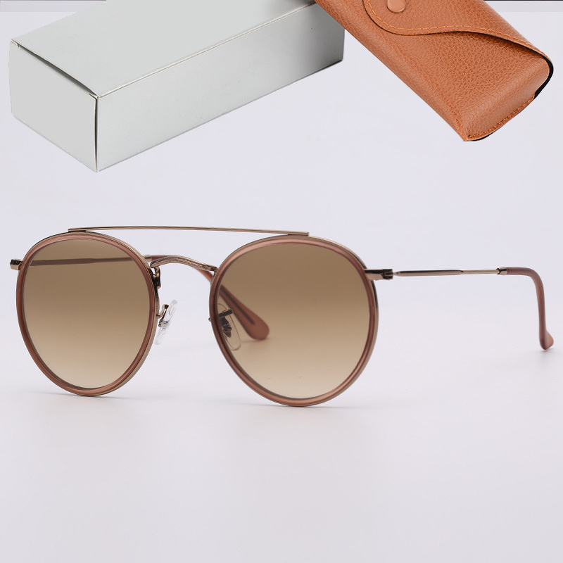 

Top Quality rays round 3647 Sunglasses Women Men Glass Lenses Gradient Coating mirror Sun Glasses mens women for male female