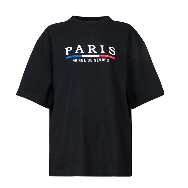 

2021 Summer New Style Men Women Cotton T-shirt Trend Printing Paris Round Neck Short-sleeved Casual T-shirt Tide Bb, White;black