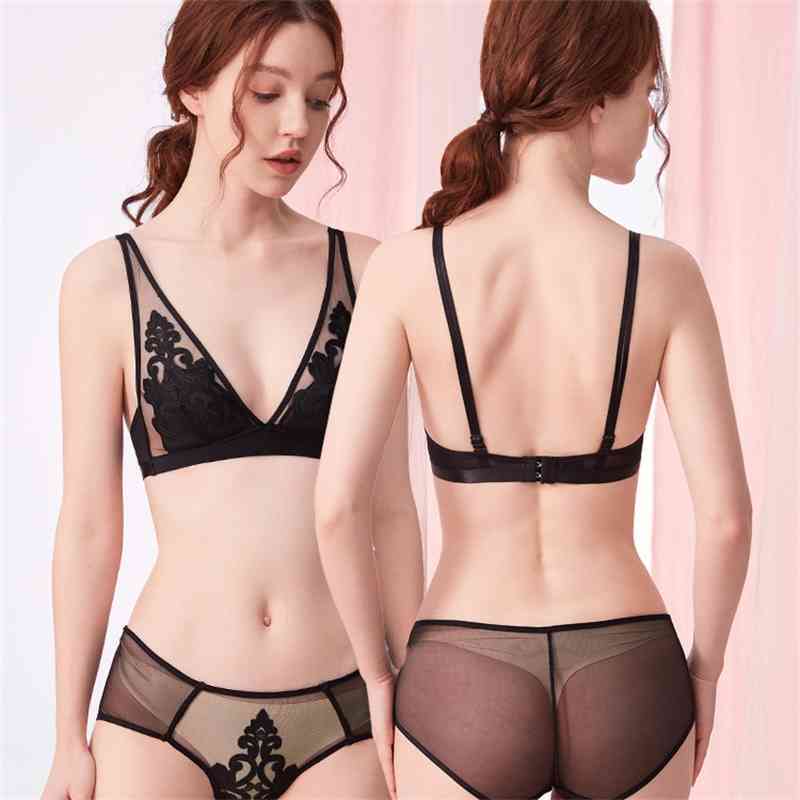 Secret 2108 Style Sexy French lace ultra thin underwear breathable comfortable bra suit-image-702892559