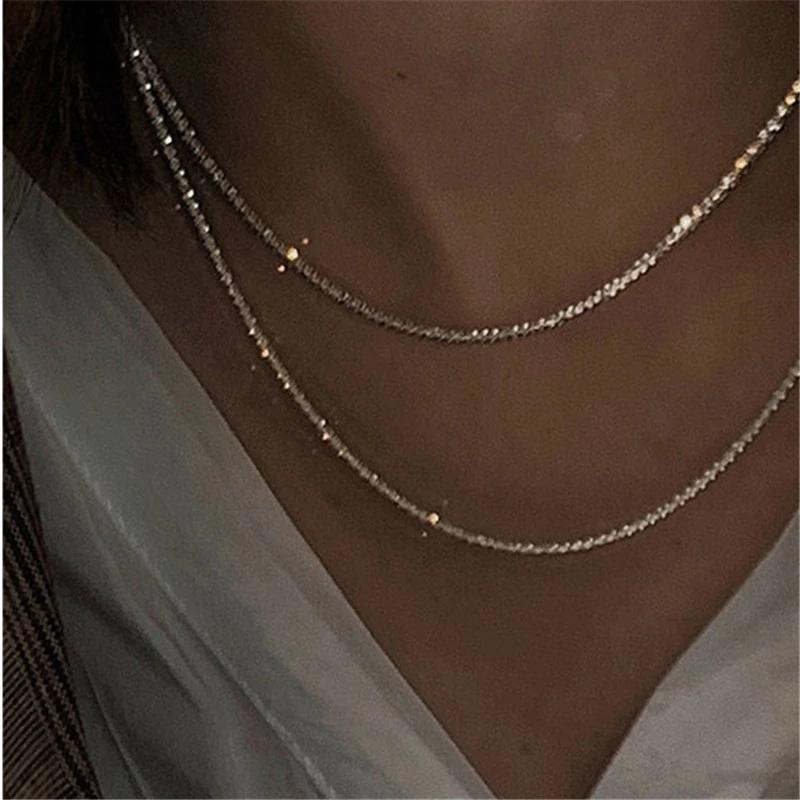 Pendentif Colliers Court Sliver Couleur Collier de cou étoilé Collier ras du cou Deux façons de porter Collier de chaîne de clavicule pour femmes
