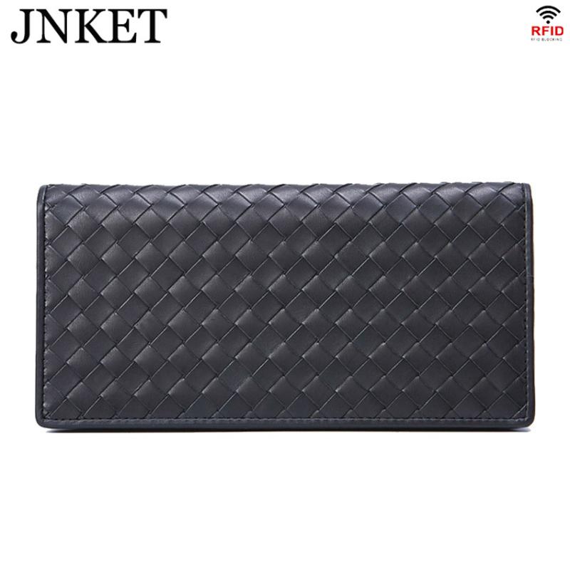 

Wallets JNKET Wallet Men Woven Business Long Leather Fashion Simple Money Clip Cow, Red;black