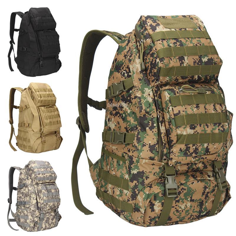 

Outdoor Bags Camouflage Tactical Backpack Large Capacity Hiking Camping Sports Shoulder Bag Military Combat Training, Black