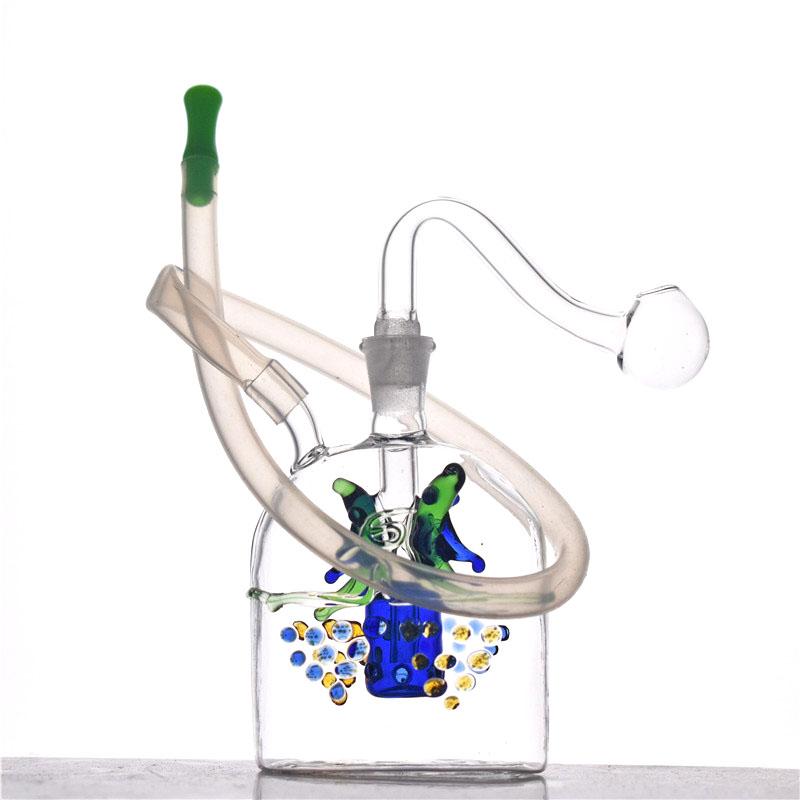 

Cheap mini Dab Oil Rigs glass Bongs Internal turbo honeycomb Perc glass oil burner Water Pipes with oil bowl and silicone tube