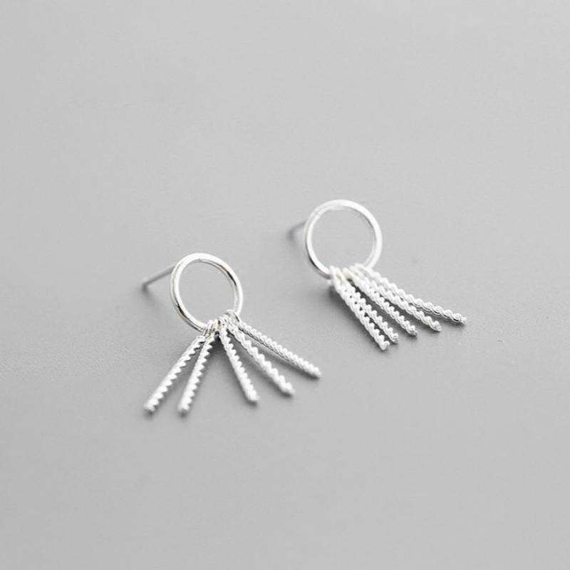 

Stud 925 Sterling Silver Earrings Personality Simplicity Temperament Circle Tassels Long Fashion For Women