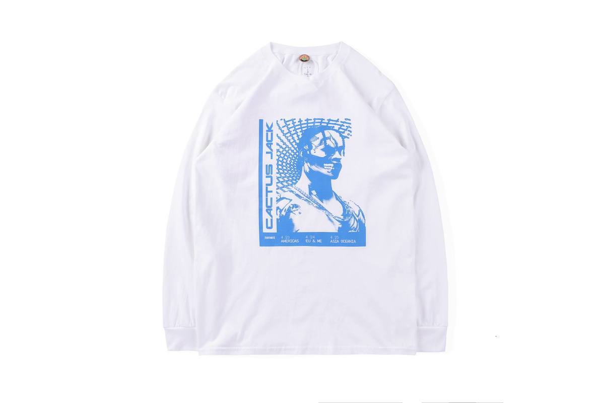 

2021 New Travis Scott t Shirt Cactus Jack T-3500 Repeat Top Tee Long Sleeve Streetwear Hip Hop Astroworld T-shirt Ps5t, White1