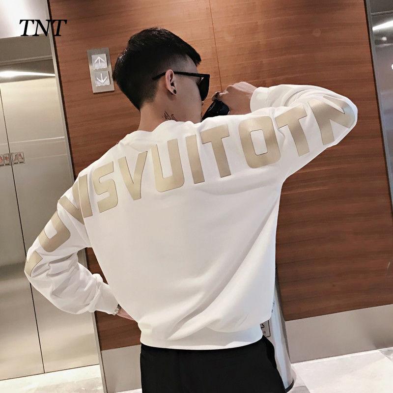 

Men' Hoodies & Sweatshirts TNT Oversize Sweatshirt 2021 Autumn Letter Print Sweater Korean Fashion Trend Harajuku Streetwear Round Neck Pul, Pure black
