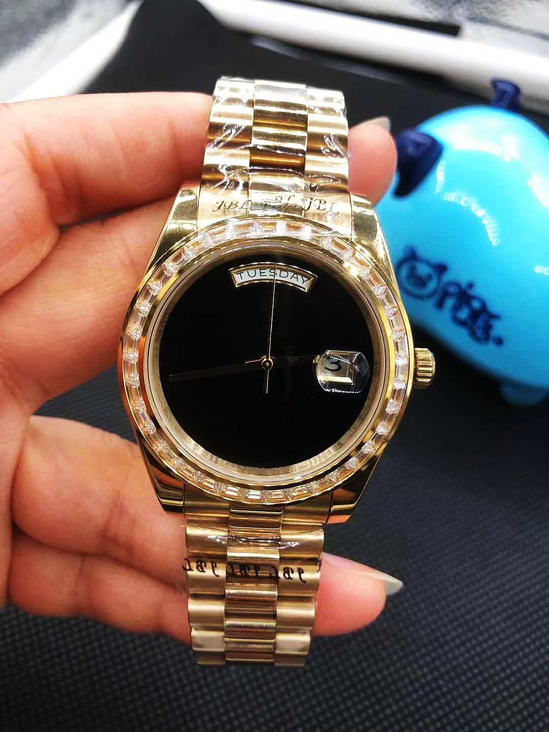 

Men's automatic mechanical watch, the first choice for fashion stars, 41mm in diameter, waterproof handbag, business elements, Blue