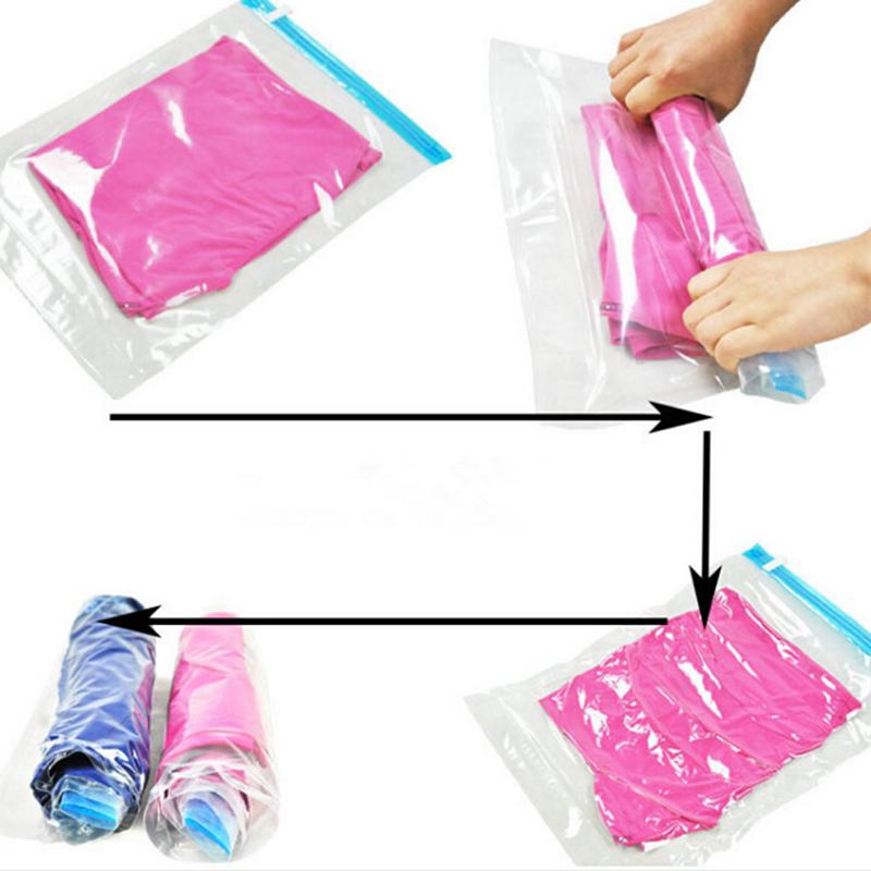 

Storage Bags Vacuum Organizer Save Space Saver Container Seal Compressed Roll Bag For Clothes Easy Travel Portable Pouch