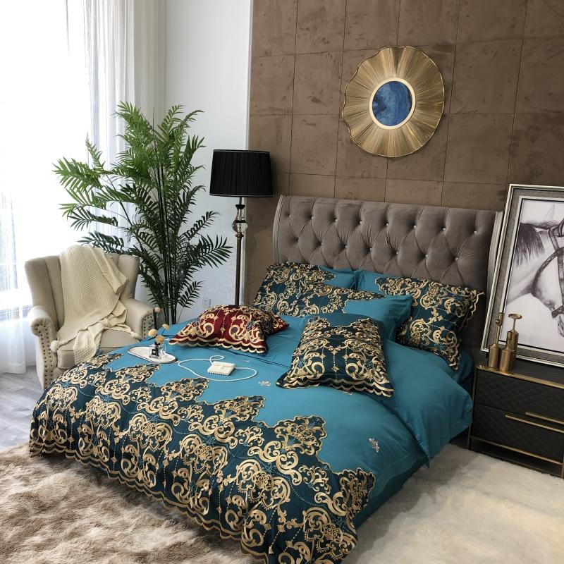 

Premium 1000TC Egyptian Cotton European Wedding Style Lace Embroidery Bedding Set Double Duvet Cover Set Bed Linen Pillowcases