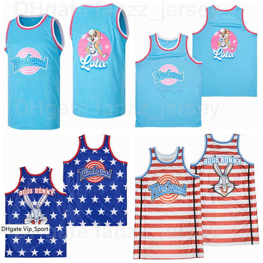 

Moive Basketball Rabbit Lola Bugs Bunny Jersey Space Jam Tune Squad HipHop Team Color Blue Red Pinstripe Breathable Hip Hop For Sport Fans