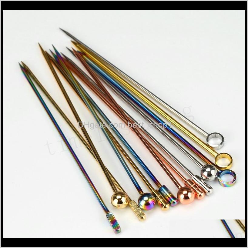 

Martini Cocktail Picks Olive Fork Fruit Sign Decoration 304 Stainless Steel Color Plated Titanium Fruit Needle Barware Nqy1H Gwdrg