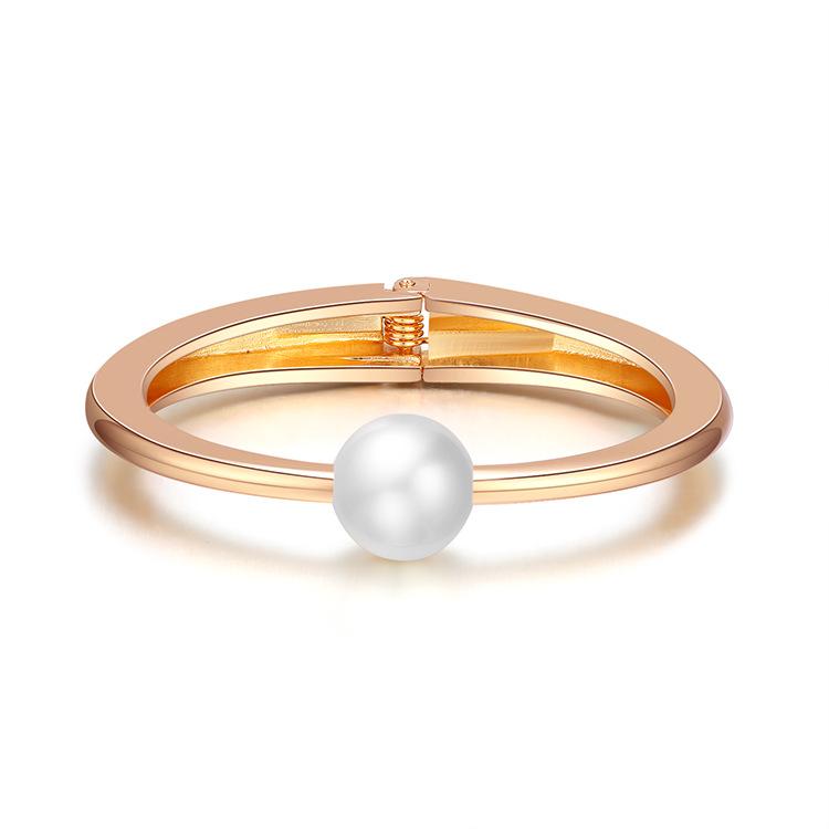 

Bangle ORNAPEADIA Simple Thin Bracelet For Women Fashion Line Decorative Jewelry Surround Pearl Glossy Gold-plated
