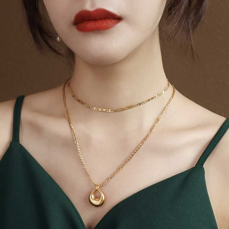 

Pendant Necklaces Stainless Steel Jewelry Accessories Hollow Ellipse Pendants Chains And For Woman Gifts To Girlfriend