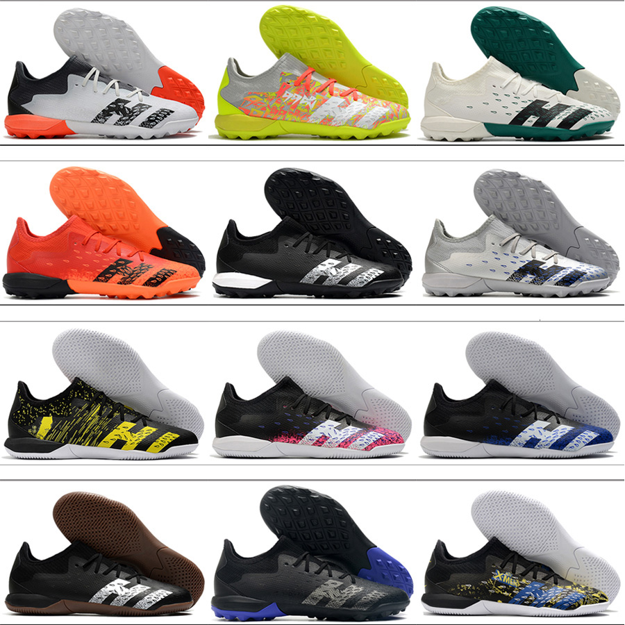 

(Free Shipping+Bag) Football Boots Predator Freak.3 Low IN TF Soccer Shoes For Mens High Quality Indoor Turf Leather Trainers Knit Football Cleats Size US6.5-11.5, Tf 2