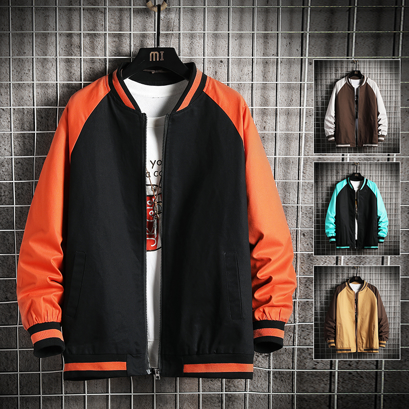 

2021 New arrival jacket men colorblock casual cotton sleeve baseball uniform coat vest YBV1, Dark grey