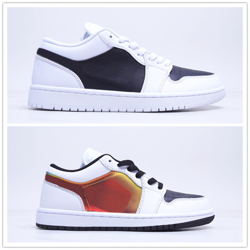 

2021 Low 1 1s men's Basketball Shoes Men Women High Quality Black and white color metal gradient Sneakers mens Womens trainers Size 5-12, #01