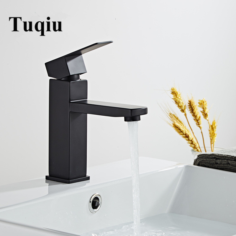 

2021 New Basin Black Baking 304 Stainless Steel Mixer Tap Hot & Cold Sink Bathroom Lavotory Faucet Hba9
