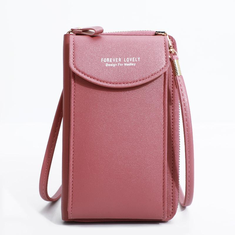 

Evening Bags Women Purses Solid Color Leather Shoulder Strap Bag Mobile Phone Big Card Holders Wallet Handbag Pockets For Girls