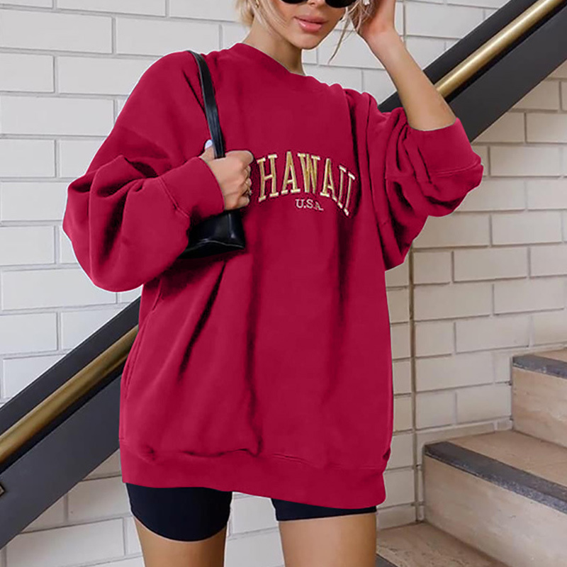 

Women's Jackets Female autumn long sleeve printing letter female casual sport large sports around the neck streetwear pullovers R77W, 1# shoe box