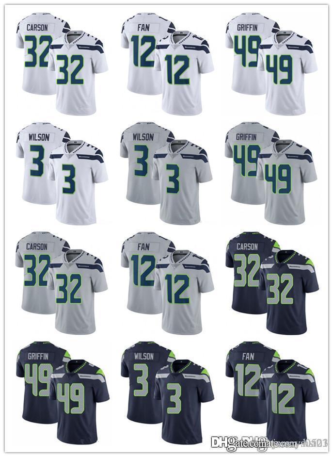

Men Women Youth Seattle Seahawks 3 Russell Wilson 49 Shaquem Griffin 12th Fan 32 Chris Carson Football Jerseys, Black;red